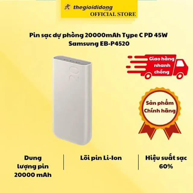 So sánh giá Pin sạc dự phòng 20000mAh Type C PD 45W Samsung EB-P4520 rẻ nhất? - Ảnh 6