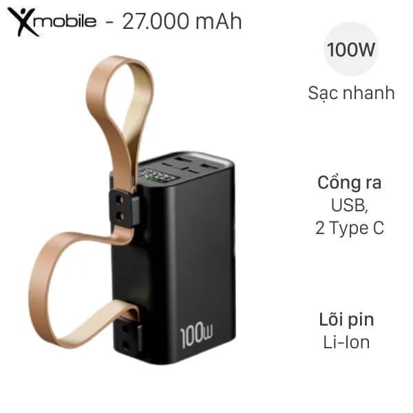 So sánh giá Pin sạc dự phòng 27000mAh Type C PD QC 3.0 100W Xmobile M3 tích hợp đèn Pin rẻ nhất? - Ảnh 2