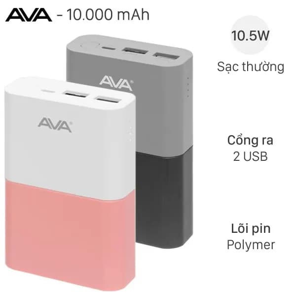Pin sạc dự phòng Polymer 10000mAh 10.5W AVA+ GN-05 - Giá rẻ nhất hôm nay - Ảnh 12