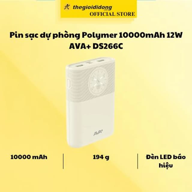 So sánh giá Pin sạc dự phòng Polymer 10000mAh 12W AVA+ DS266C rẻ nhất? - Ảnh 4