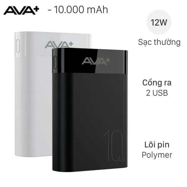 Pin sạc dự phòng Polymer 10000mAh 12W AVA+ JP299 - Giá rẻ nhất hôm nay - Ảnh 1