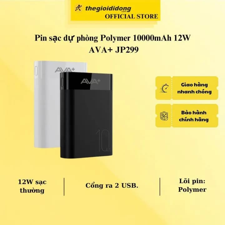 Pin sạc dự phòng Polymer 10000mAh 12W AVA+ JP299 - Giá rẻ nhất hôm nay - Ảnh 12