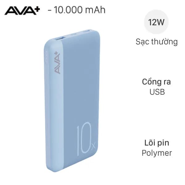 So sánh giá Pin sạc dự phòng Polymer 10000mAh 12W AVA+ JP288 rẻ nhất?