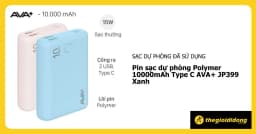 Pin sạc dự phòng Polymer 10000mAh Type C 15W AVA+ JP399 - Giá rẻ nhất hôm nay - Ảnh 11