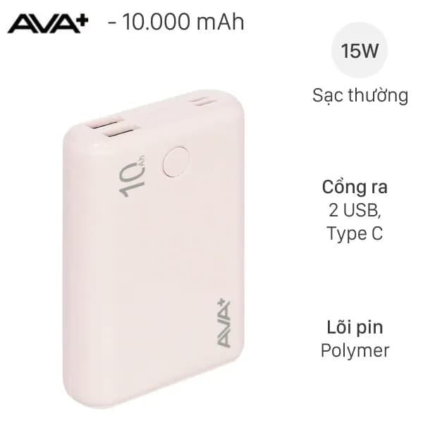 Pin sạc dự phòng Polymer 10000mAh Type C 15W AVA+ JP399 - Giá rẻ nhất hôm nay - Ảnh 7