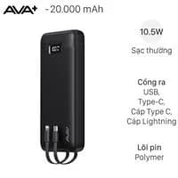 So sánh giá Pin sạc dự phòng Polymer 20000mAh Type C 10.5W AVA+ G-289 kèm Cáp Lightning - Type C - Micro rẻ nhất? - Ảnh 10