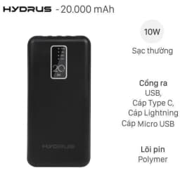 Pin sạc dự phòng Polymer 20000mAh Type C 10W Hydrus Z203 kèm Cáp Lightning - Type C - Micro - USB - Giá rẻ nhất hôm nay - Ảnh 1