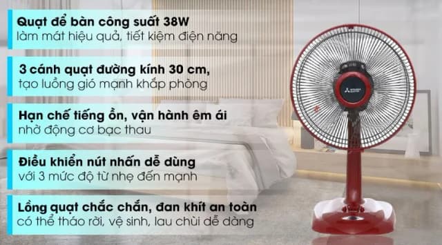 So sánh giá Quạt bàn Mitsubishi Electric 3 cánh D12-GV CY-RD 38W rẻ nhất? - Ảnh 7