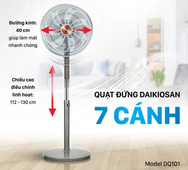 Quạt đứng Daikiosan 7 cánh DQ101 70W - Ảnh 7
