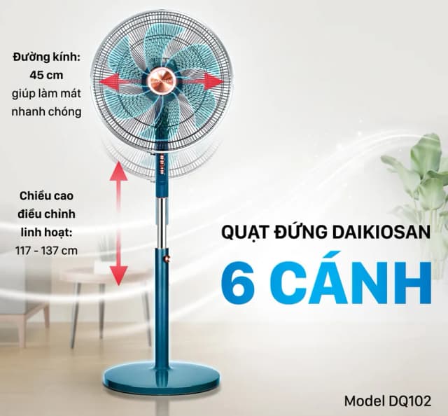 Top 1 so sánh giá Quạt đứng Daikiosan 8 cánh DQ100 55W - Tìm sản phẩm giá rẻ nhất - Ảnh 5