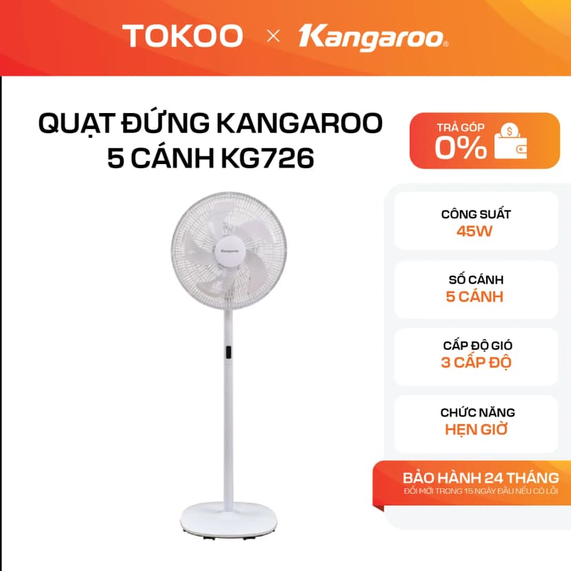 Quạt đứng Kangaroo 5 cánh KG728 65W - Giá rẻ nhất hôm nay - Ảnh 8