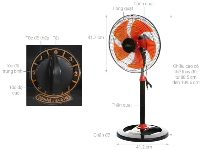 So sánh giá Quạt đứng Lifan 5 cánh Đ-616 45W - Xanh rẻ nhất? - Ảnh 3
