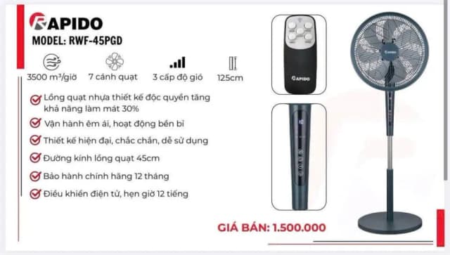 Top 1 so sánh giá Quạt đứng Rapido 7 cánh RWF-45SGD 55W - Tìm sản phẩm giá rẻ nhất - Ảnh 10