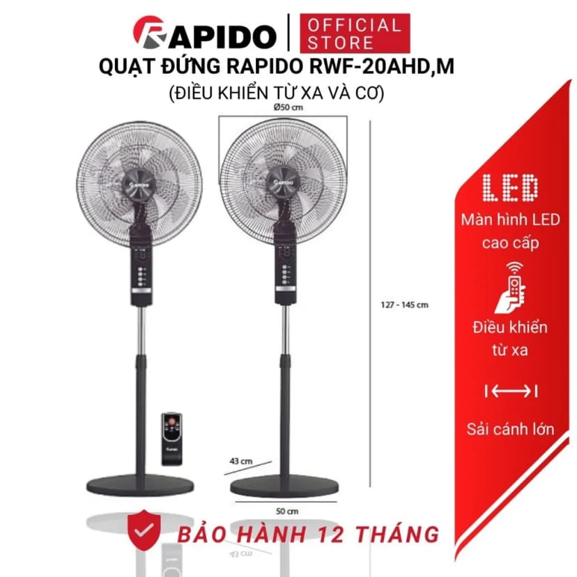 So sánh giá Quạt đứng Rapido RWF-20MBD 75W - Tìm sản phẩm giá rẻ nhất - Ảnh 10