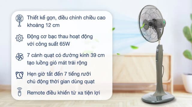 So sánh giá Quạt đứng Senko 7 cánh DR1608 65W rẻ nhất? - Ảnh 4