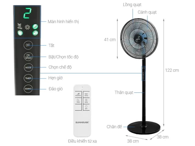 So sánh giá Quạt đứng Sunhouse 8 cánh SHD7346 60W rẻ nhất? - Ảnh 12