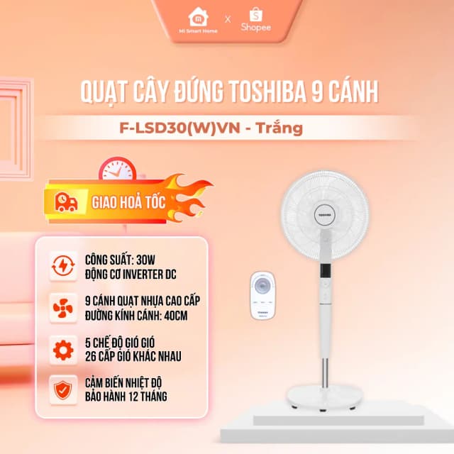 So sánh giá Quạt đứng Toshiba 9 cánh F-LSD30(W)VN 30W rẻ nhất? - Ảnh 8