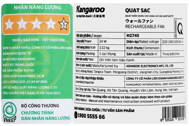 Top 1 so sánh giá Quạt sạc điện Kangaroo 5 cánh KG745 24W - Tìm sản phẩm giá rẻ nhất - Ảnh 11