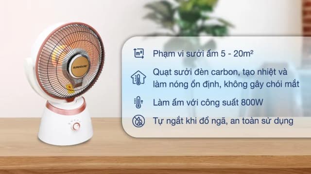So sánh giá Quạt sưởi carbon Sunhouse SHD7008 Trắng rẻ nhất? - Ảnh 4
