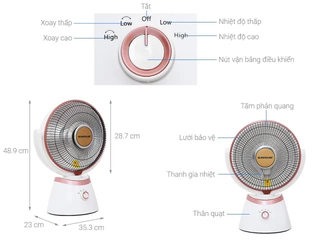 So sánh giá Quạt sưởi carbon Sunhouse SHD7008 Trắng rẻ nhất? - Ảnh 6