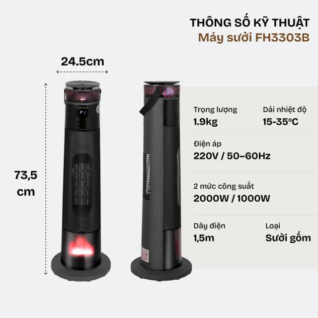 So sánh giá Quạt sưởi gốm FUJIHOME FH3303B rẻ nhất? - Ảnh 5