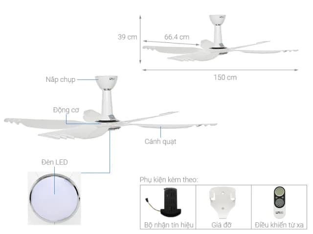 So sánh giá Quạt trần AC 5 cánh DC inverter ACF04D605 50W Trắng rẻ nhất? - Ảnh 14