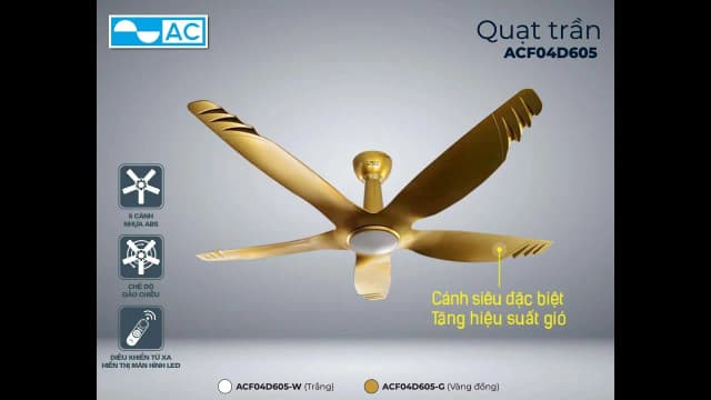 So sánh giá Quạt trần AC 5 cánh DC inverter ACF04D605 50W Vàng rẻ nhất? - Ảnh 17