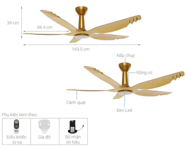 So sánh giá Quạt trần AC 5 cánh DC inverter ACF04D605 50W Vàng rẻ nhất? - Ảnh 5