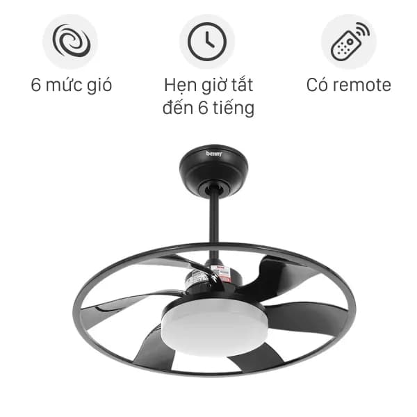 Quạt trần Benny 6 cánh XUFO22T 18W Đen - Ảnh 16
