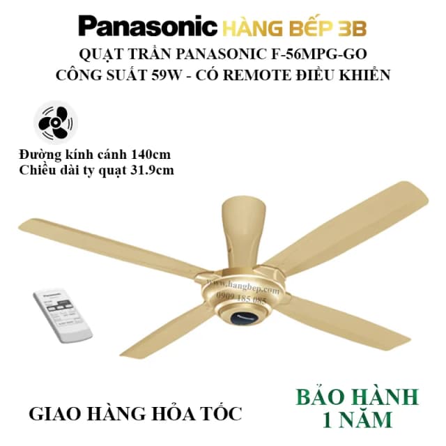 So sánh giá Quạt trần Panasonic 4 cánh F-56MPG-GO 59W rẻ nhất? - Ảnh 8