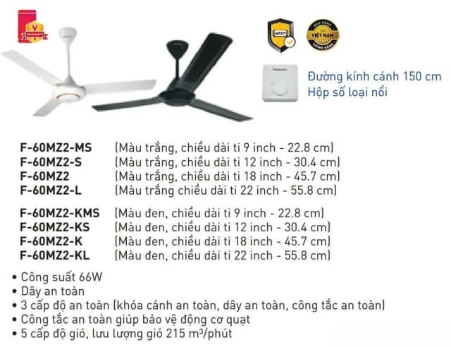 So sánh giá Quạt trần Panasonic 3 cánh F-60MZ2-KL 66W rẻ nhất? - Ảnh 12