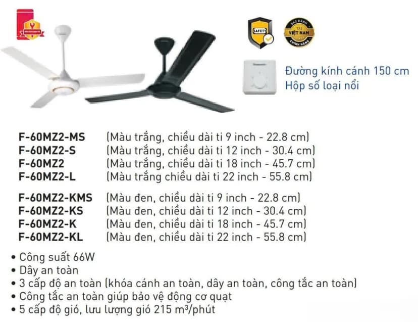 So sánh giá Quạt trần Panasonic 3 cánh F-60MZ2-MS 66W - Tìm sản phẩm giá rẻ nhất - Ảnh 15
