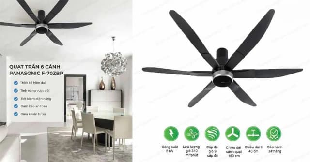 So sánh giá Quạt trần Panasonic 6 cánh F-70ZBP 51W rẻ nhất? - Ảnh 11