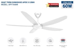So sánh giá Quạt trần Sunhouse Apex 5 cánh APF7668W 60W - Tìm sản phẩm giá rẻ nhất - Ảnh 3