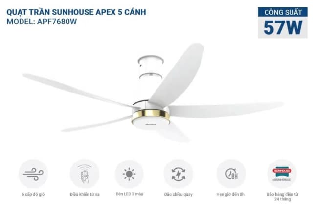 So sánh giá Quạt trần Sunhouse Apex 5 cánh APF7681G 57W rẻ nhất? - Ảnh 19
