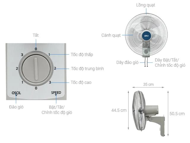 So sánh giá Quạt treo tường AC 3 cánh AWF03A163 55W rẻ nhất? - Ảnh 9