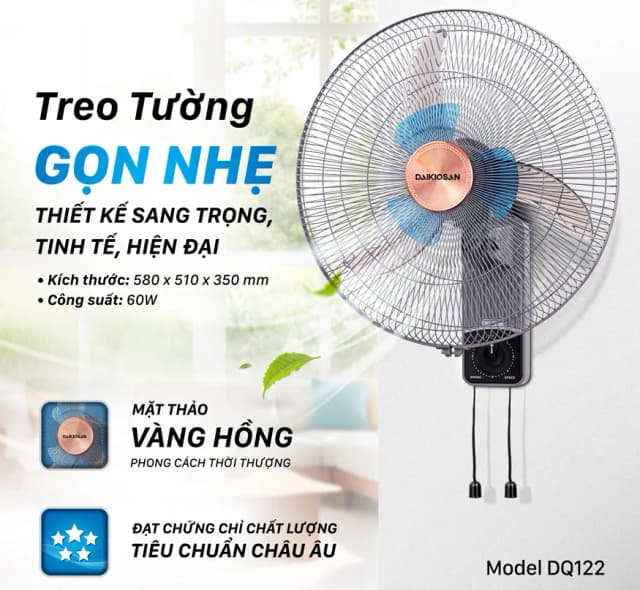 Top 1 so sánh giá Quạt treo tường Daikiosan 6 cánh DQ122 60W - Tìm sản phẩm giá rẻ nhất - Ảnh 2