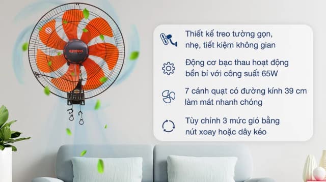So sánh giá Quạt treo tường Senko 7 cánh TC1622 65W rẻ nhất? - Ảnh 3
