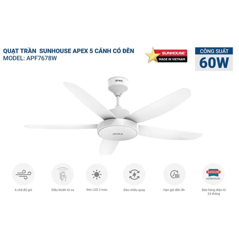 Quạt treo tường Sunhouse Apex 7 cánh APF7336W 57W - Giá rẻ nhất hôm nay - Ảnh 15
