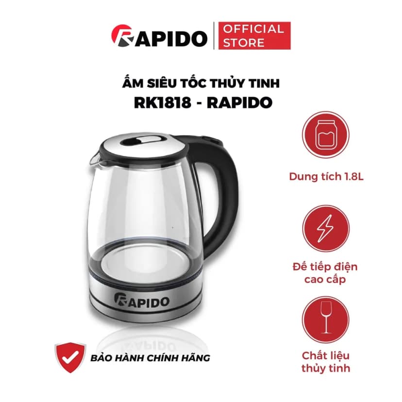 Bình đun siêu tốc Rapido 1.8 lít RK1815-2S - Giá rẻ nhất hôm nay - Ảnh 2