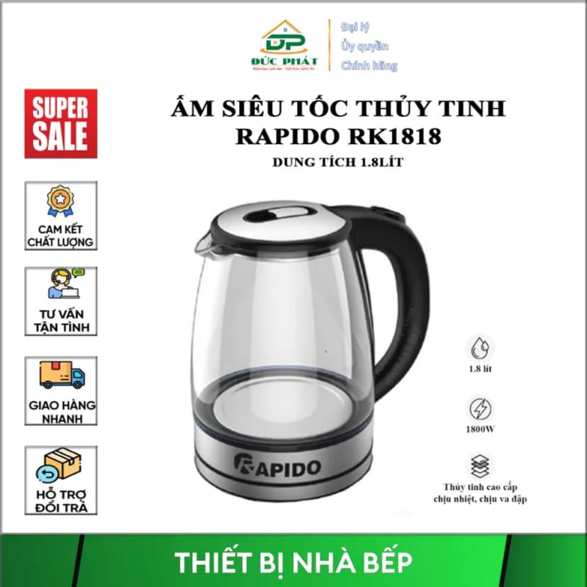 Bình đun siêu tốc Rapido 1.8 lít RK1815-2S - Giá rẻ nhất hôm nay - Ảnh 11