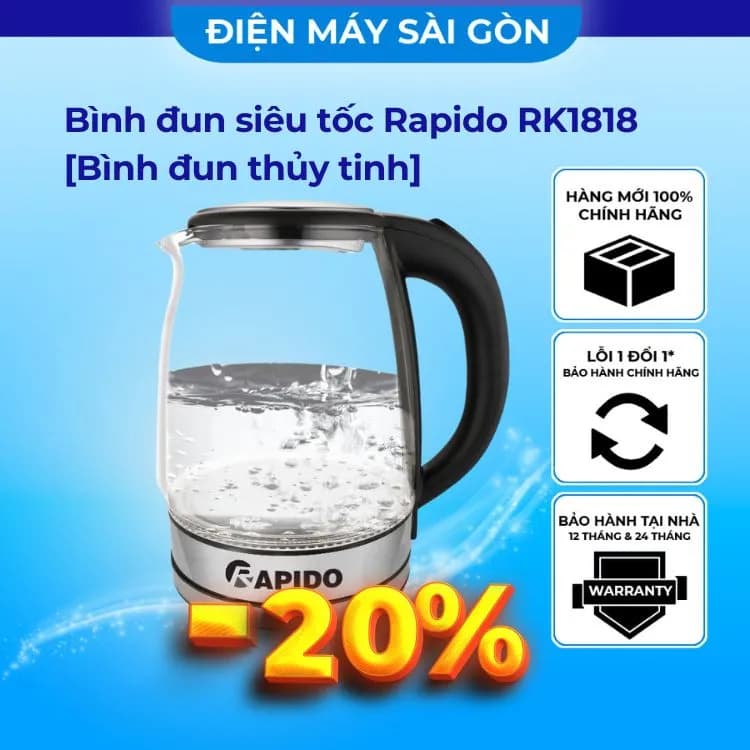 Bình đun siêu tốc Rapido 1.8 lít RK1815-2S - Giá rẻ nhất hôm nay - Ảnh 23
