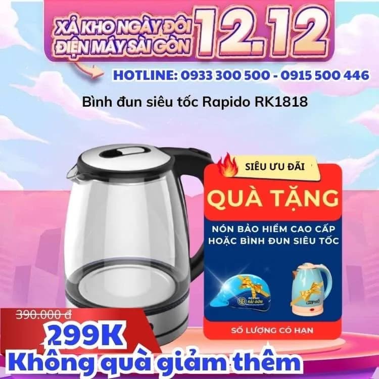 Bình đun siêu tốc Rapido 1.8 lít RK1815-2S - Giá rẻ nhất hôm nay - Ảnh 26
