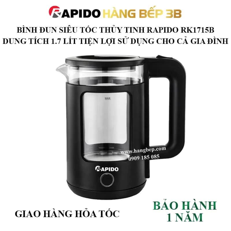 Bình đun siêu tốc Rapido 1.8 lít RK1815-2S - Giá rẻ nhất hôm nay - Ảnh 51