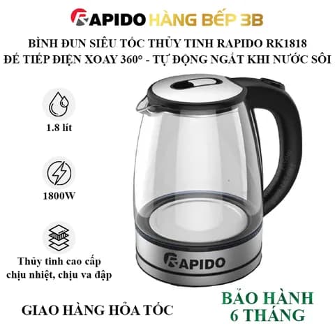 Bình đun siêu tốc Rapido 1.8 lít RK1815-2S - Giá rẻ nhất hôm nay - Ảnh 7