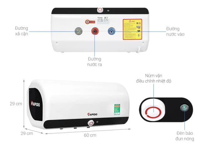 So sánh giá Máy nước nóng gián tiếp Rapido 20 lít 2500W HE 20L rẻ nhất? - Ảnh 2