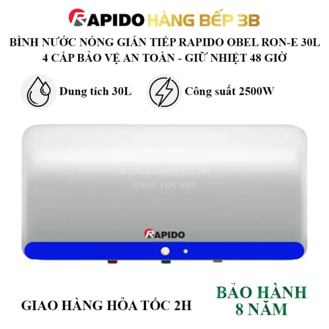 So sánh giá Máy nước nóng gián tiếp Rapido 30 lít 2500W HE 30L rẻ nhất? - Ảnh 19