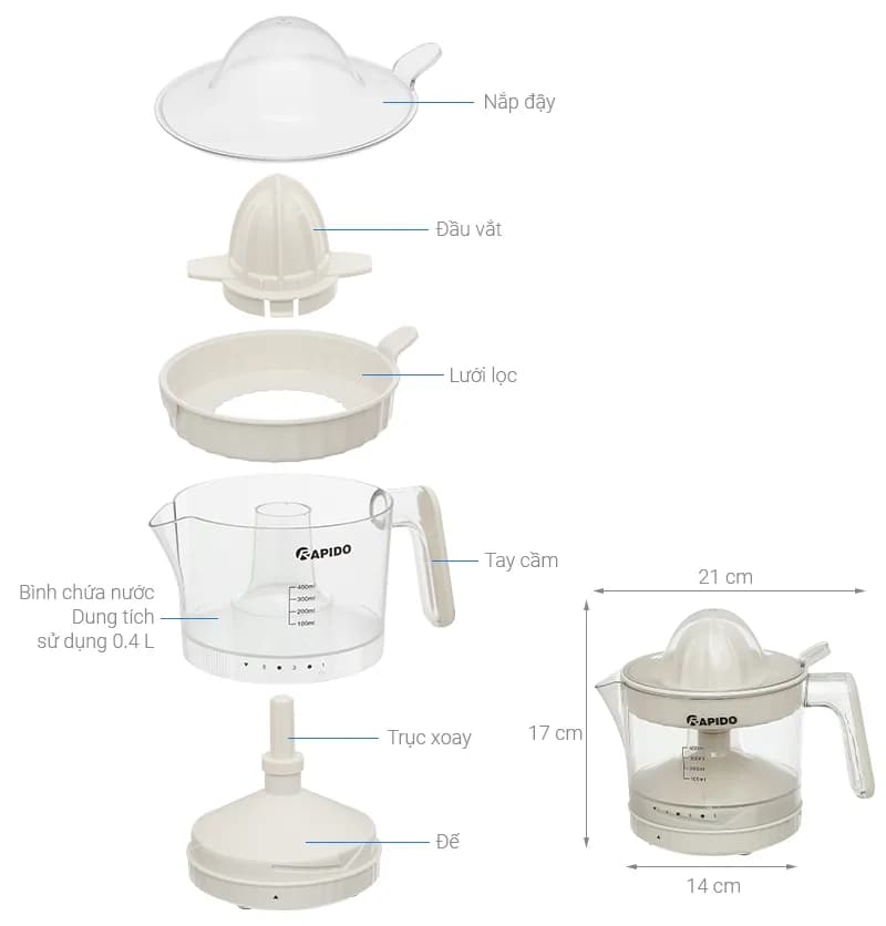 So sánh giá Máy vắt cam Rapido ROJ-40D - Tìm sản phẩm giá rẻ nhất - Ảnh 3