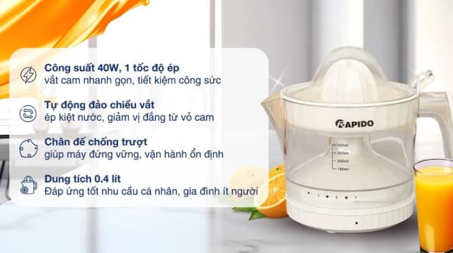 So sánh giá Máy vắt cam Rapido ROJ-40D rẻ nhất? - Ảnh 6