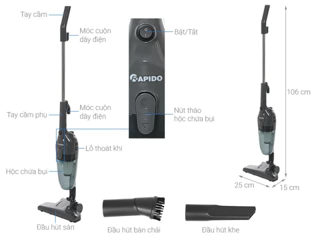 So sánh giá Máy hút bụi cầm tay Rapido RVC-600HD rẻ nhất? - Ảnh 5